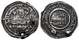 Caliphate of Cordoba. Muhammad II. Dirham. 400 H. Al-Andalus. (Vives-688). Ag. 4,10 g. Citing Aben Maslamah in the IA. Two perforations. Almost XF. Es...