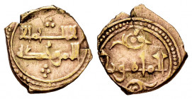 Kingdom of Taifas. Yahya Al-Ma´mun. fractional Dinar. 435-467 H. Taifa of Toledo. (Vives-1100). (Prieto-335). Au. 1,03 g. Variant with an obverse read...