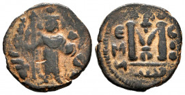Other Islamic coins. Mu'awiya I ibn Abi Sufyan. Fals. 41-60 H. Hims (Emesa). Arab-Byzantine, Umayyad Caliphate. (Album-3516). (Walker-28-31). Ae. 4,10...