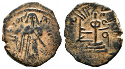 Other Islamic coins. 'Abd al-Malik ibn Marwan. Fals. 74-80 H. Halab. Arab-Byzantine, Umayyad Caliphate. (Album-3531). (SICA-619). Ae. 2,16 g. Almost V...