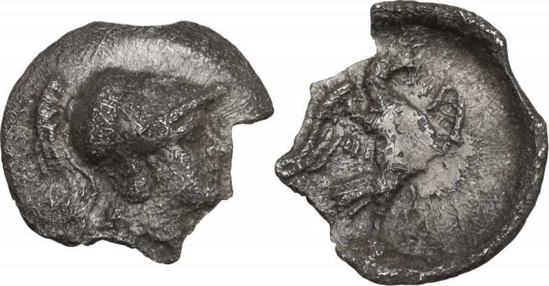 Greek Italy. Central Italy, Alba Fucens. AR Obol, c. 280-275 BC. Obv. Head of Mi...