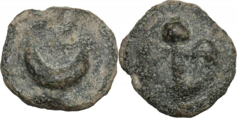 Greek Italy. Northern Apulia, Luceria. AE Semuncia, c. 217-212 BC. Obv. Crescent...