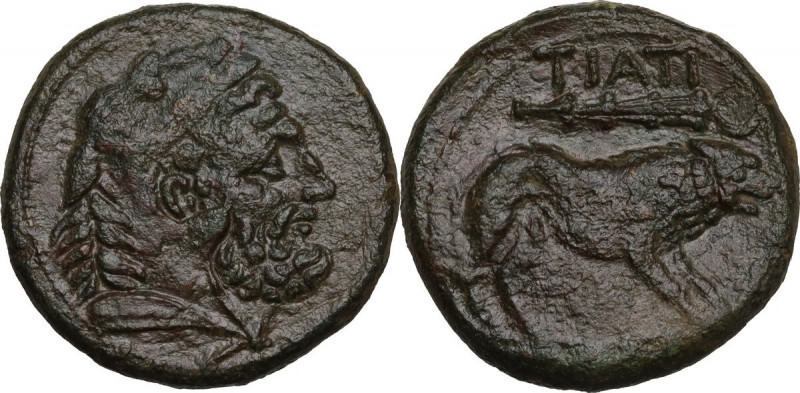 Greek Italy. Northern Apulia, Teate. AE Quadrunx, c. 225-200 BC. Obv. Head of He...