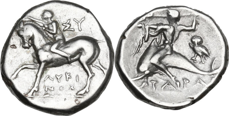 Greek Italy. Southern Apulia, Tarentum. AR Stater, c. 272-235 BC. Obv. Youth on ...