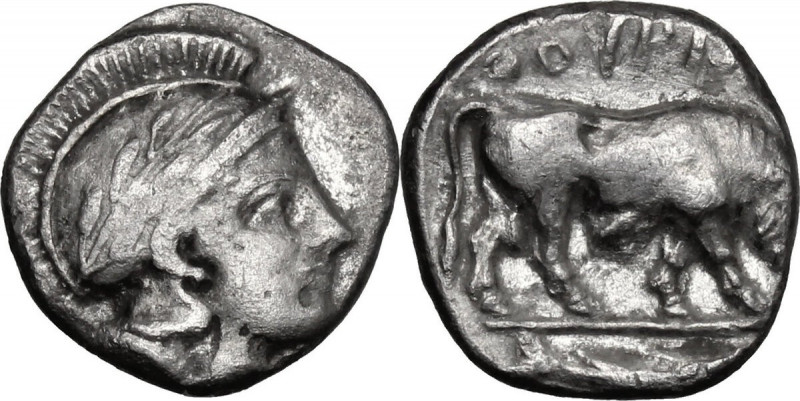 Greek Italy. Southern Lucania, Thurium. AR Triobol, c. 443-400 BC. Obv. Head of ...