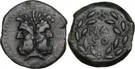 Sicily. Roman Rule. AE 22 mm, uncertain mint, late 2nd century BC, Naso-questor. Obv. Head of Janus, laureate. Rev. NA/SO within laurel wreath. HGC 2 ...
