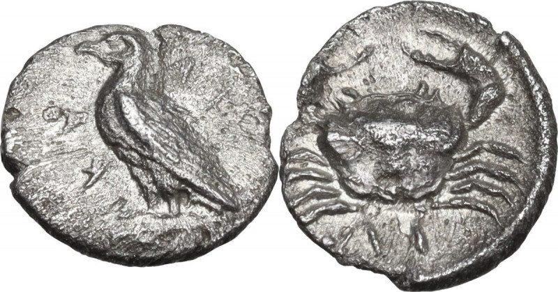 Sicily. Akragas. AR Litra, 460-440 BC. Obv. Eagle standing left. Rev. Crab. HGC ...