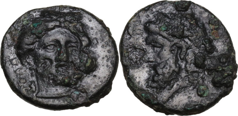 Sicily. Gela. AE 14 mm, 4th century BC. Obv. Head of Demeter facing slightly rig...