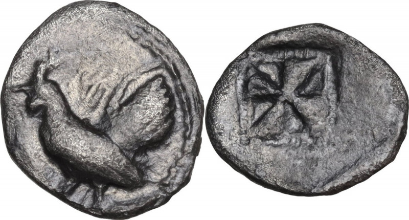 Sicily. Himera. AR Litra, 530-482 BC. Obv. Rooster standing left. Rev. Incuse sq...