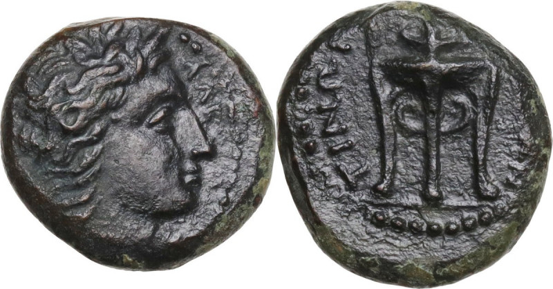 Sicily. Morgantina. AE Hexas, c. 339/8-317 BC. Obv. Laureate head of Alkos right...
