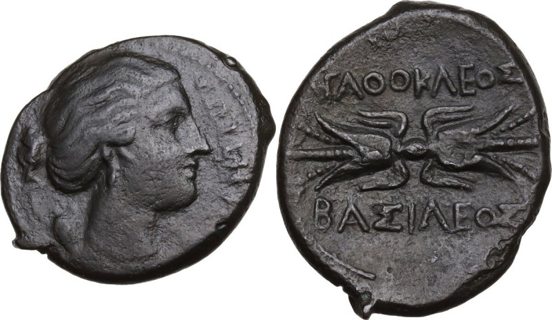 Sicily. Syracuse. Agathokles (317-289 BC). AE 25 mm, c. 295-289 BC. Obv. Head of...