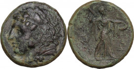 Sicily. Syracuse. Pyrrhos (278-276 BC). AE Litra. Obv. Head of Herakles left, wearing lion’s skin headdress. Rev. Athena Promachos advancing right, br...