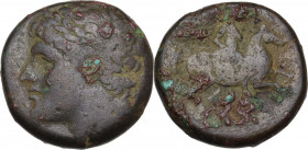 Sicily. Syracuse. Hieron II (274-215 BC). AE 25 mm, 240-215 BC. Obv. Head left, laureate. Rev. Horseman right. CNS II 193; Cf. HGC 2 1547. AE. 16.07 g...