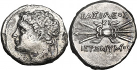 Sicily. Syracuse. Hieronymos (215-214 BC). Fourée 10 Litrai, c. 215-214 BC. Obv. Diademed head left; behind, retrograde K. Rev. Winged thunderbolt; KI...