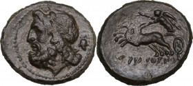 Sicily. Syracuse. Roman Rule, after 212 BC. AE 24 mm. Obv. Head of Zeus left, laureate. Rev. Nike in biga left. CNS II 226; Cf. HGC 2 1474. AE. 6.37 g...