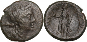 Sicily. Syracuse. Roman Rule, after 212 BC. AE 22 mm. Obv. Head of Kore right, wearing wreath of grain. Rev. Demeter standing left, holding torch and ...
