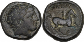 Continental Greece. Kings of Macedon. Philip II (359-336 BC). AE 17 mm. Uncertain mint in Macedon. Obv. Diademed head of Apollo right. Rev. ΦΙΛΙΠΠΟΥ. ...