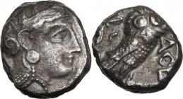 Continental Greece. Attica, Athens. AR Tetradrachm, c. 353-294 BC. Obv. Helmeted head of Athena right, with profile eye and pi-style palmette. Rev. Ow...