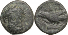 Greek Asia. Mysia, Adramyteion. AE 12 mm, 4th century BC. Obv. Head of Zeus three-quarter to right, laureate. Rev. Eagle standing left on altar. Klein...
