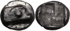 Greek Asia. Ionia, Phokaia. AR Tetartemorion, 530-500 BC. Obv. Head of seal right. Rev. Incuse square with four fields. Traité I, 519. AR. 0.24 g. 6.0...