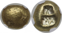 Greek Asia. Ionia, uncertain mint. EL 1/3 Stater, 650-550 BC. Obv. "Scarab". Rev. Two incuse squares with fine patterns. EL. 4.67 g. 12.50 mm. NGC enc...