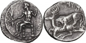Greek Asia. Cilicia, Tarsos. Mazaios, Satrap (361-334 BC). AR Stater. Obv. Baaltars seated left, holding grain ear, grapes, and sceptre; ankh below th...