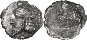 Greek Asia. Persis. Pakor II (c. 1st cent. AD). AR Obol. Obv. Diademed bust of king left. Rev. Diademed bust of king left. Alram 590. AR. 0.42 g. 9.00...