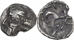 Greek Asia. Persis. Pakor I (1st cent. AD). AR Obol. Obv. Diademed bust left, wearing tiara. Rev. Triskeles. Alram 598. AR. 0.36 g. 10.00 mm. About VF...