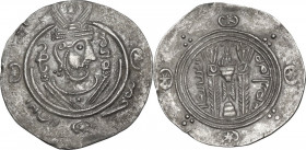 Greek Asia. Abbasid Governors of Tabaristan, Anonymous Afzut type. AR Hemidrachm, Tabaristan mint, PYE 136 (171 AH / 787AD). Obv. Crowned Sasanian-sty...