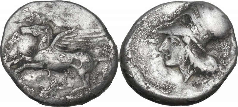 Continental Greece. Corinthia, Corinth. AR Stater, c. 405-345 BC. D/ Pegasos fly...
