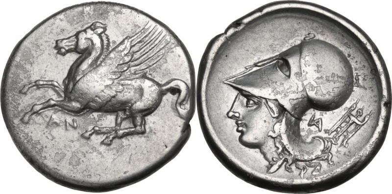 Continental Greece. Akarnania, Anactorium. AR Stater, c. 345-300 BC. D/ Pegasos ...