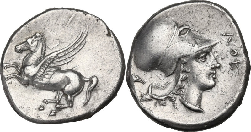 Greek Italy. Bruttium, Locri Epizephyrii. AR Stater, c. 350-300 BC. D/ Pegasos f...