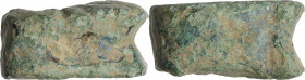 Aes Praemonetale. Aes Formatum. AE cast Knucklebone (Astragalus). 6th-4th century BC. Haeberlin pl. 6, 10. AE. 13.61 g. 10x20 mm. Lovely emerald green...
