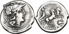 Fly series. AR Denarius, 179-170 BC. Obv. Head of Roma right, helmeted. Rev. Luna in biga right; below, fly. Cr. 159/2. AR. 3.62 g. 18.00 mm. VF/About...