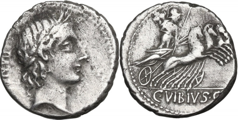 C. Vibius C. f. Pansa. AR Denarius, 90 BC. Obv. Head of Apollo right, laureate. ...