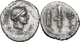 C. Norbanus. AR Denarius, 83 BC. Obv. Head of Venus right, diademed; behind, LXVIIII. Rev. Ear of corn, fasces and caduceus. Cr. 357/1b. AR. 3.76 g. 2...