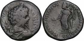 Septimius Severus (193-211). AE 26.5 mm. Marcianopolis (Moesia Inferior). Obv. Laureate, draped and cuirassed bust right. Rev. Homonoia standing facin...