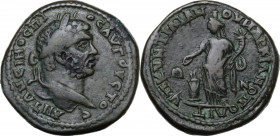 Caracalla (198-217). AE 27 mm. Marcianopolis (Moesia Inferior). Obv. Laureate bust right. Rev. Homonoia standing facing, head left, holding patera ove...