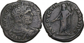 Caracalla (198-217). AE 30.5 mm. Augusta Traiana (Thrace). Obv. Laureate, draped and cuirassed bust right. Rev. Zeus standing left, holding thunderbol...