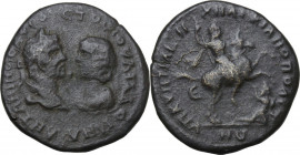 Caracalla and Julia Domna (198-217). AE 26.5 mm. Marcianopolis (Moesia Inferior). Obv. Laureate head of Caracalla right, and draped bust of Julia Domn...