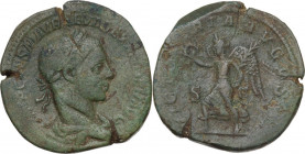 Severus Alexander (222-235). AE Sestertius, 222-231. Obv. Bust right, laureate, draped. Rev. Victory advancing left, holding wreath and palm. RIC IV 6...