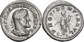 Maximinus I (235-238). AR Denarius, 235-236. Obv. Bust right, laureate, draped, cuirassed. Rev. Providentia standing left, holding wand and cornucopia...