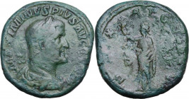 Maximinus I (235-238). AE Sestertius, 236-238. Obv. Bust right, laureate, draped, cuirassed. Rev. Pax standing left, holding branch and scepter. RIC I...