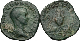 Gordian III as Caesar (April-June 238 AD). AE Sestertius, 1st emission of Balbinus and Pupienus, 238 AD. Obv. Draped bust right, head bare. Rev. Jug b...