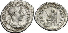 Gordian III (238-244). AR Denarius, 241 AD. Obv. Bust right, laureate, draped on left shoulder. Rev. Securitas seated left, holding scepter and proppi...