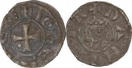 Crusader coins, Latin Kingdom of Jerusalem, John of Brienne (1210-1225). BI Denier, Damietta mint, Struck 1219-1221. D/ Cross pattée with annulet in s...