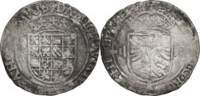 Spanish Netherlands, Brabant. Charles V (1521-1555). AR 1/2 Real, Amberes, Brabant. Vanhound-228.AN. AR. 2.86 g. 26.00 mm. About VF.