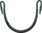 Bronze handle, the ends ornamented. 87x70 mm. Roman period 1st-3rd century.