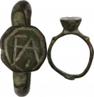 Bronze ring, bezel engraved with monogram. Inner diameter 16mm Byzantine Empire, 6th-10th century.