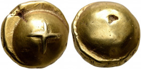 NORTHWEST GAUL. Senones. 2nd-early 1st century BC. Stater (Gold, 12 mm, 7.22 g), 'Gallo-Belgic Bullet' or 'globule à la croix' type. Cross at the cent...